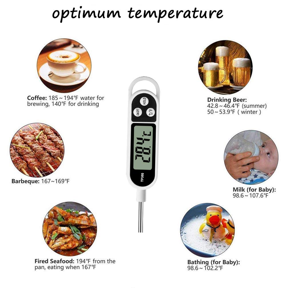 Meat Food Candy Thermometer, Probe Instant Read Thermometer, Digital Cooking Kitchen BBQ Grill Thermometer with Long Probe for Liquids Pork Milk Yogurt Deep Fry Roast Baking Temperature