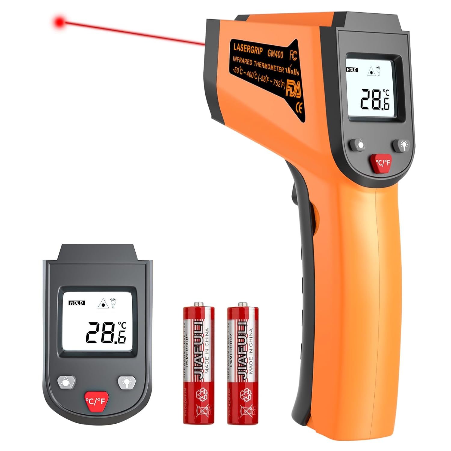 Digital Infrared Thermometer Gun Non-Contact Grip Infrared Laser Thermometer Temperature Gun -58℉~ 752℉ for Instant Read Meat Digital Kitchen Thermometer for Cooking Oil Deep Fry BBQ
