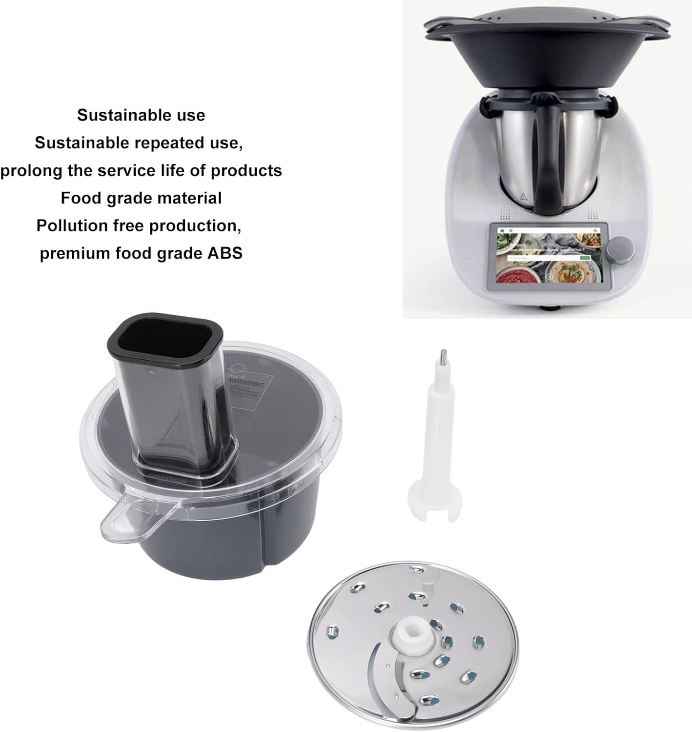 Food Processor Machine Accessories Fit For Vorwerk Thermomix TM5 TM6,Multifunctional Stainless Steel Graters Cutter Slicers with Container Food Processor Helper for Kitchen