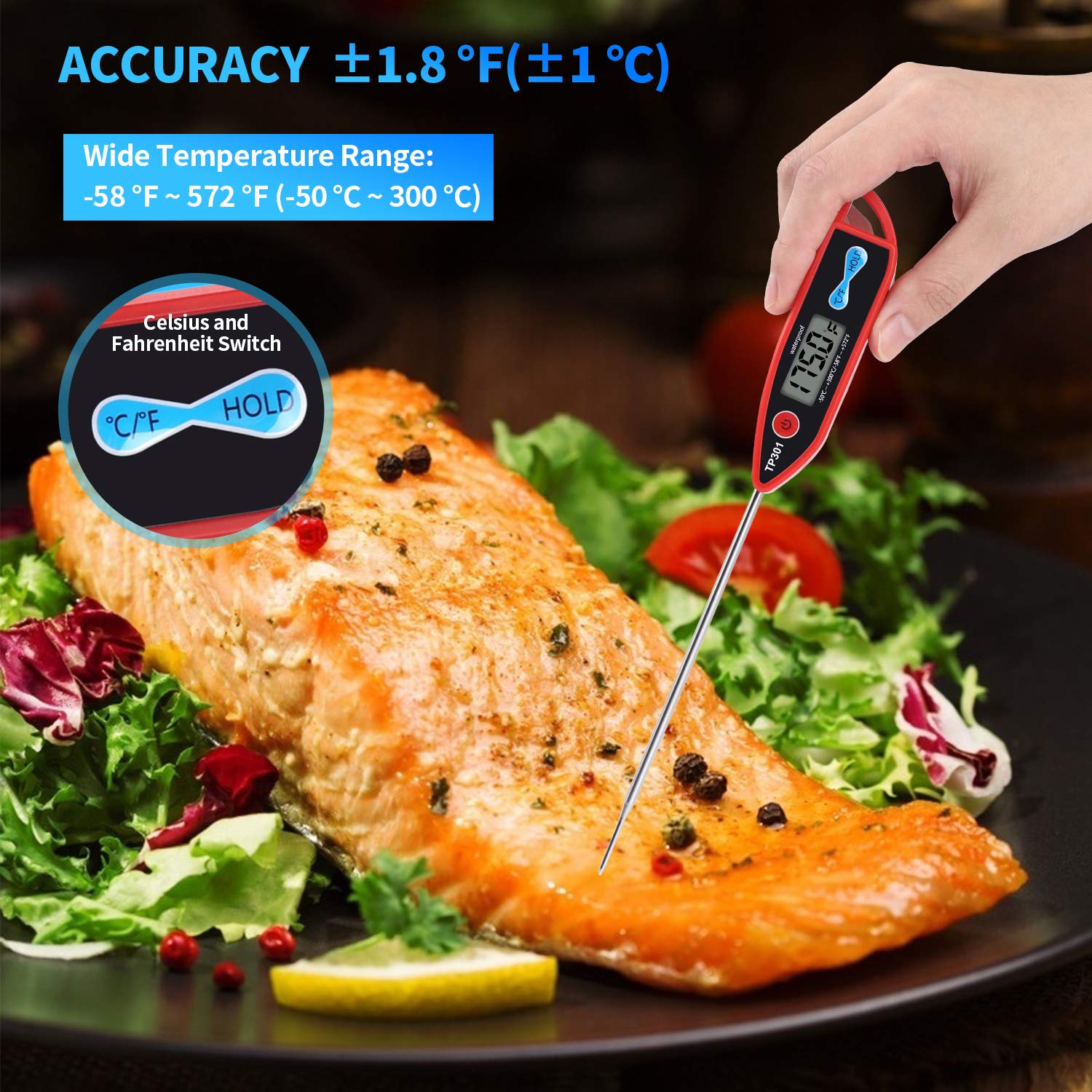 Yacumama Digital Water Thermometer for Liquid, Candle, Instant Read with Waterproof for Food, Meat, Milk, Long Probe