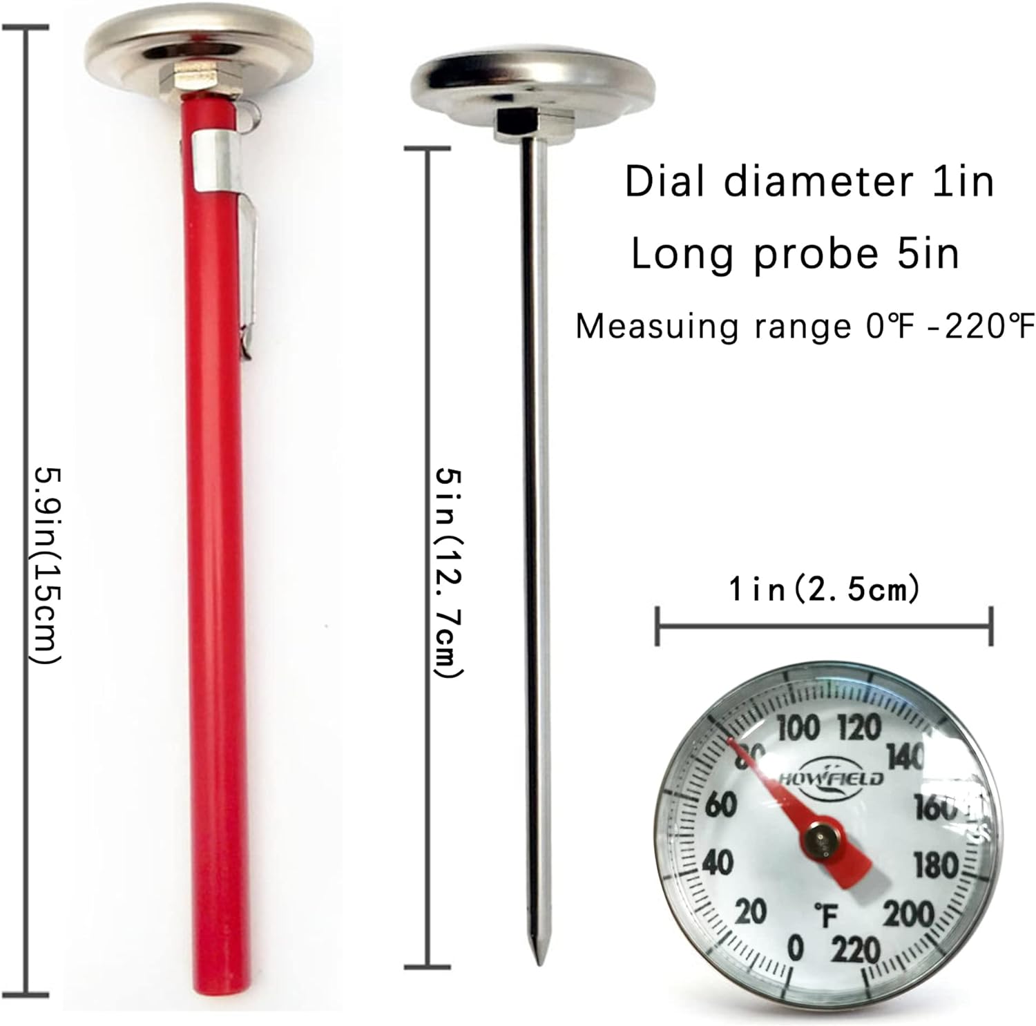 Instant Read 1-Inch Dial Kitchen Thermometer,Best for The Coffee Drinks,Chocolate Milk Foam and Meat