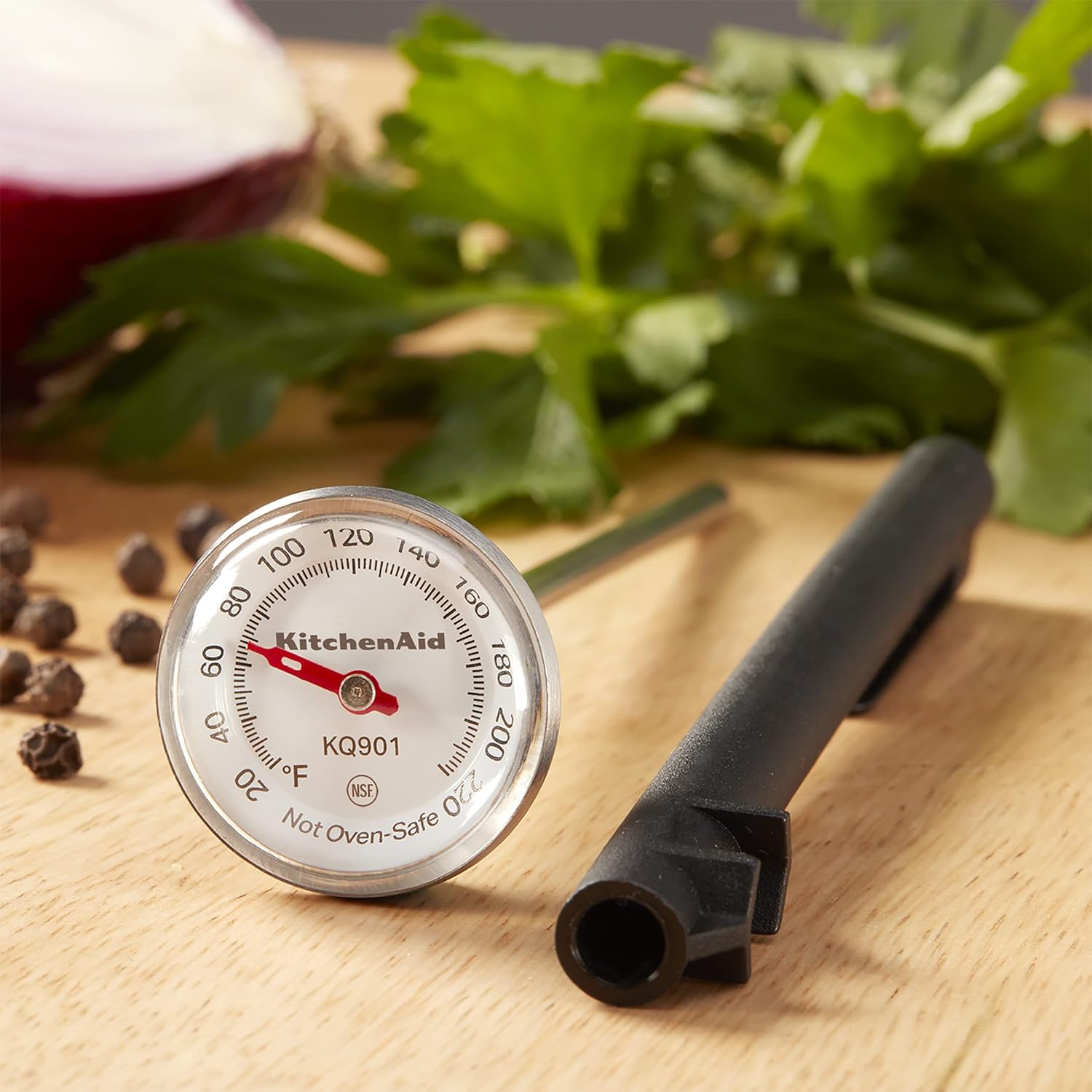 KitchenAid Analog Instant Read Food and Meat Thermometer with 1.75-inch Dial, Recalibration Feature, Black Storage Sleeve