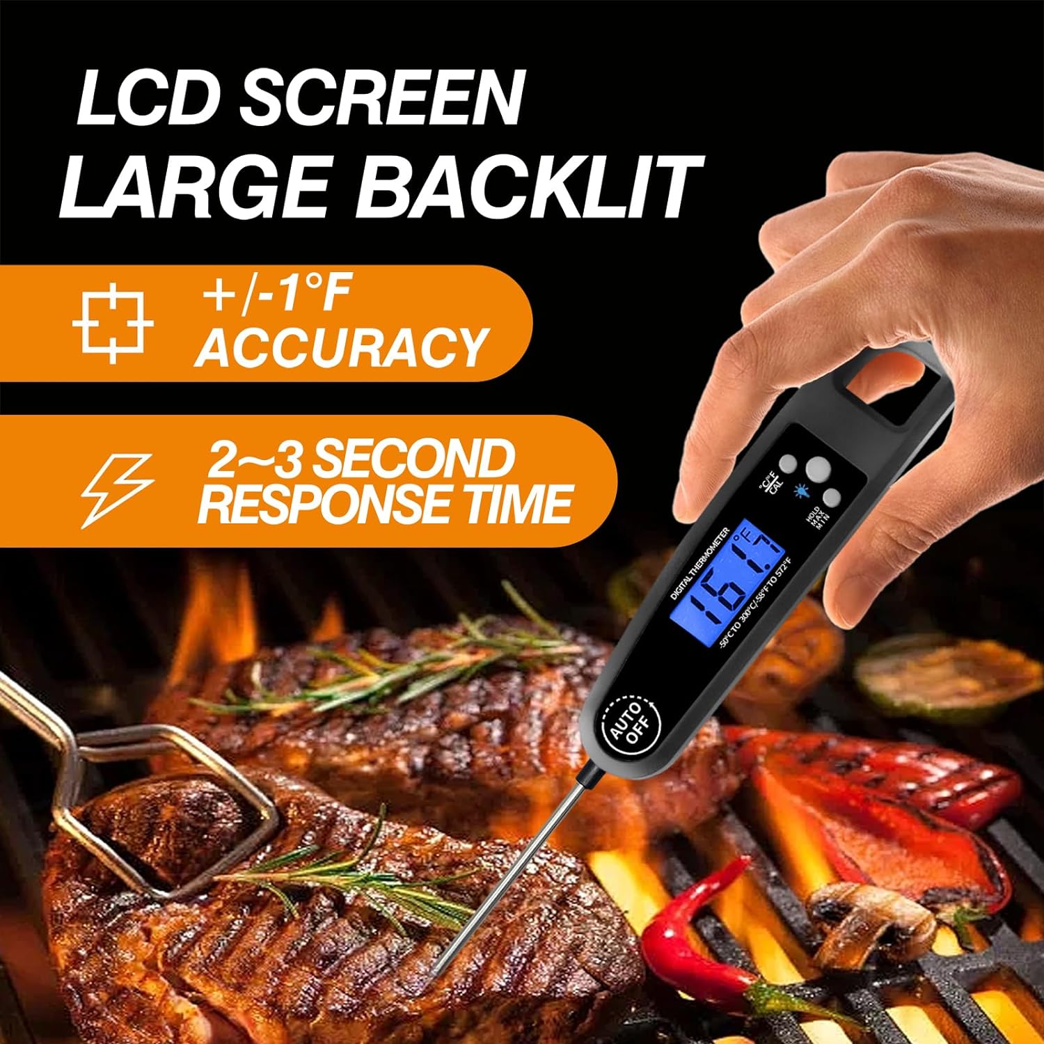 Meat Thermometer Digital, Instant Read Food Thermometer for Cooking and Grill, Baking  Candy Making, BBQ, Waterproof Kitchen Thermometer with Foldable Probe