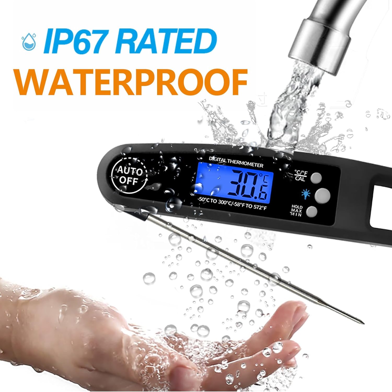 Meat Thermometer Digital, Instant Read Food Thermometer for Cooking and Grill, Baking  Candy Making, BBQ, Waterproof Kitchen Thermometer with Foldable Probe